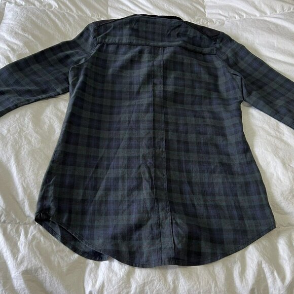The Kooples Blue Plaid Blouse~ Padded Shoulders~ Size Small Western Vibe.   Nice - Picture 2 of 7